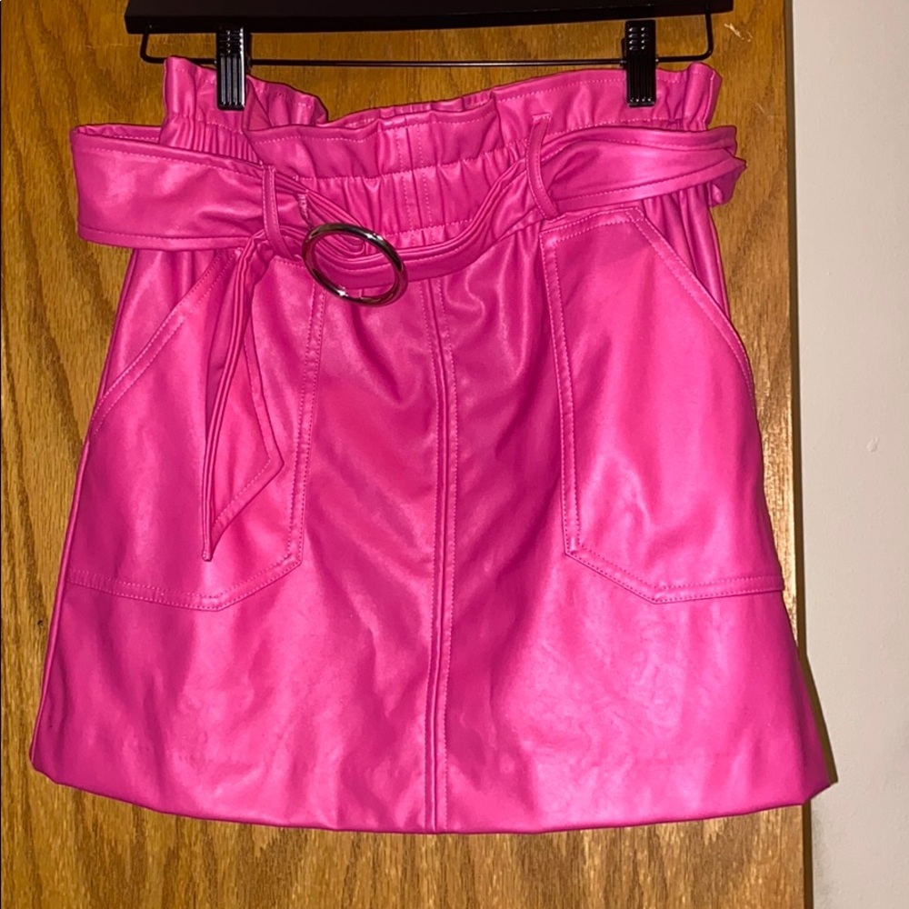 Bar III high waist hot pink pleather skirt